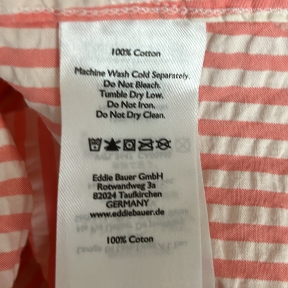 Eddie Bauer Seersucker Striped Sleeveless Top in Pink & White - Size Large - Picture 5 of 5